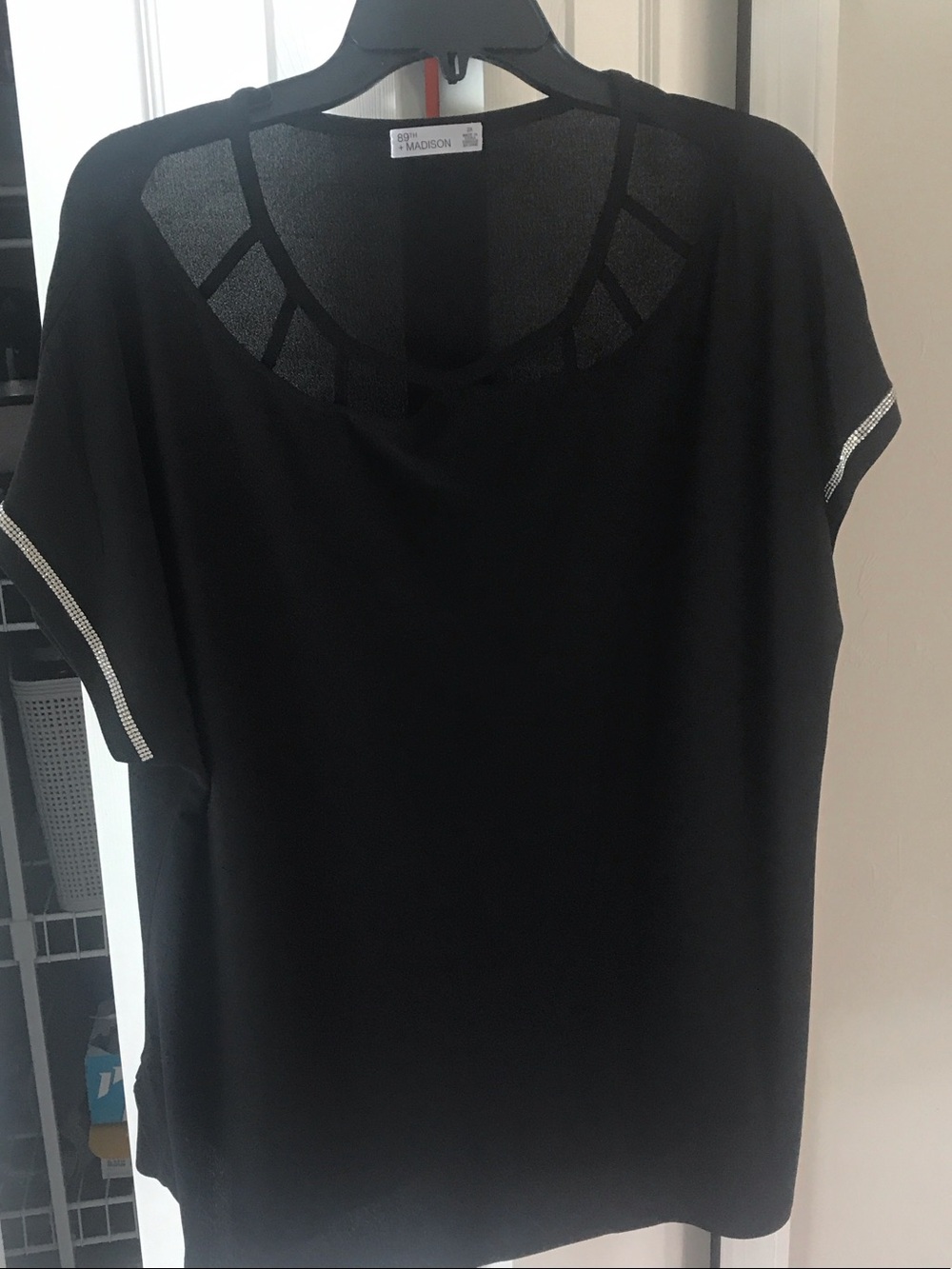 89 +Madison Black & Rhinestones Top size 2X - Picture 3 of 6
